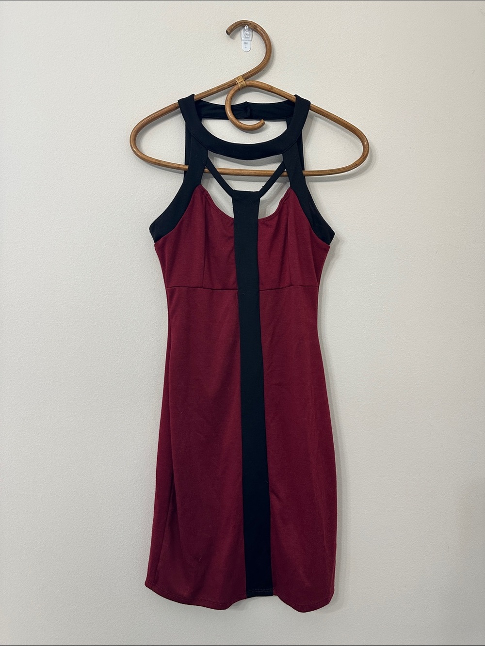 Y2K Charlotte Russe Burgundy and Black Panel Mini Dress